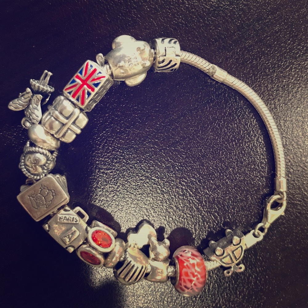 Pandora bracelet with 14 charms